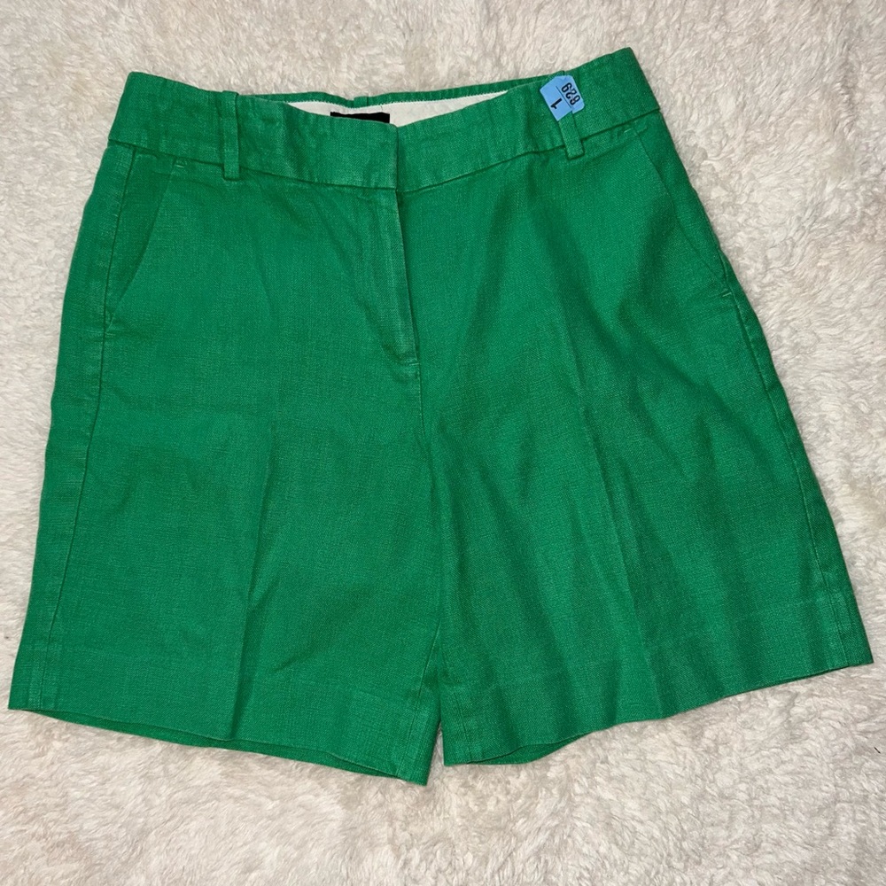 J crew linen shorts green size 10